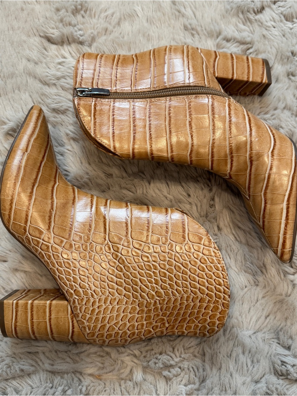 Nine West Cacey Croc-Embossed Booties, Size 6